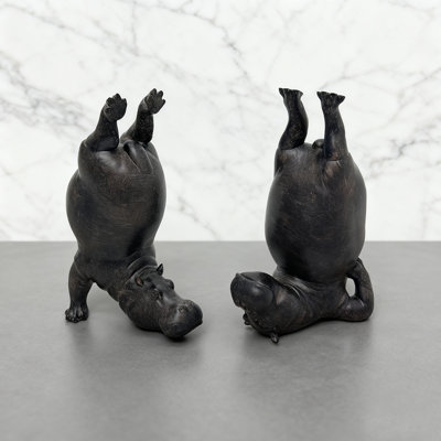 Serre-livres hippopotame en résine fabriqués à la main en résine, ensemble de 2 - Décoration fonctionnelle unique et cadeau parfait pour les amateurs de livres et les amateurs de yoga