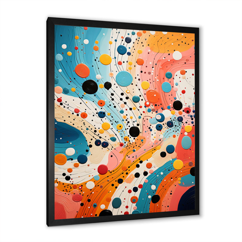 Abstraction atomique colorée du milieu du siècle III sur toile, Cadre photo noir, H 20 po x l 12 po x P 1 po