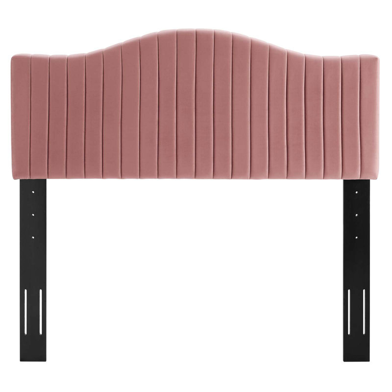 Brielle Channel Tufted Performance Velvet Headboard, Queen, Dusty Rose