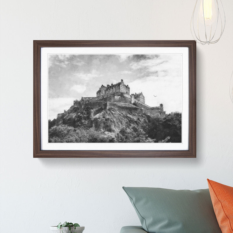 Edinburgh Castle in Scotland - Picture Frame Graphic Art Print on MDF, Walnut Framed, 62cm H x 87cm W x 2cm D