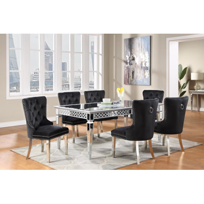 Table & 4 Velvet Side Chairs