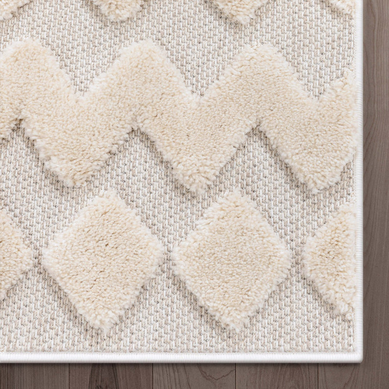 Tapis à tissage plat beige Augustine Chiara Tribal, Rectangle 7 pi 10 po x 9 pi 10 po