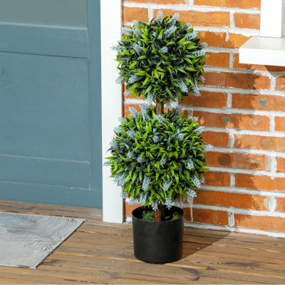 Anaston 70cm Faux Two-Ball Tree With Lavender Flowers Plant in Pot