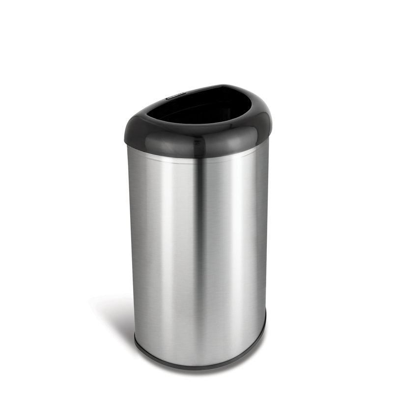 13.2-Gallon Black and Stainless Steel Touchless Trash Can