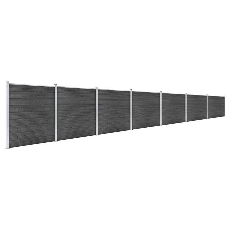 Milivoje 90cm H x 1218cm W Black Composite Fence Panels Included