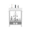 Meuble-lavabo avec quatre tiroirs et deux tablettes ouvertes, blanc
