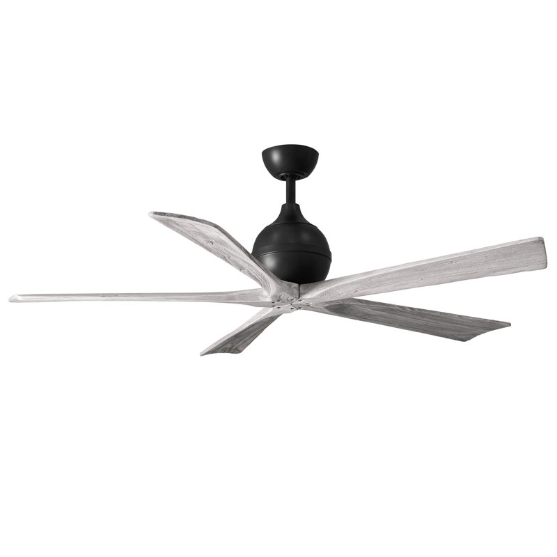 Ventilateur de plafond standard à 5 pales avec télécommande, Noir mat, Bois de grange, 60"