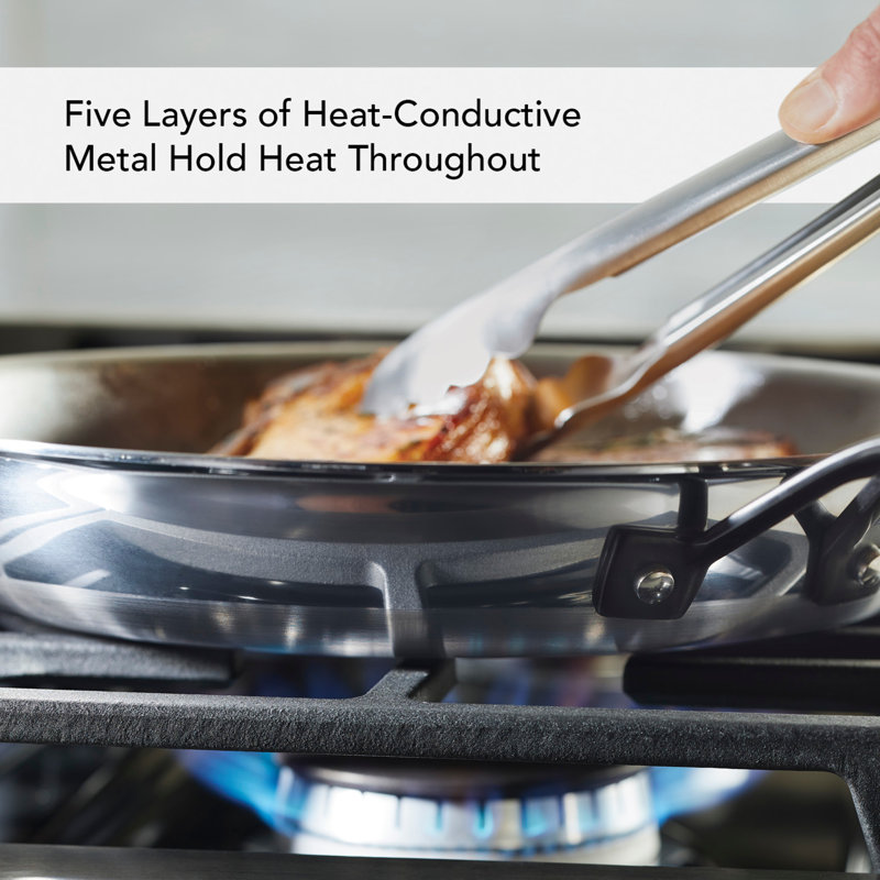 Kitchenaid 5-ply Clad Stainless Steel Frying Pan Set, 2-piece, Polished Stainless Steel