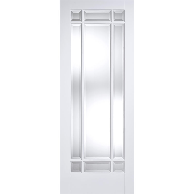 Manhattan Clear Bevelled Glazed Primed White Internal Door, 198.1 cm H x 83.8 cm W x 3.5 cm D
