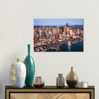 Seattle Downtown At Dusk 1 Piece Wall Art on Canvas
