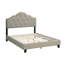 Adjustable Headboard Queen Bed, Grey Polyfiber Upholstered Wooden Arch Bed Frame With Upholstery, Bedframe,