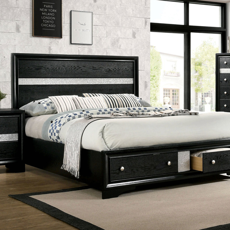 1pc lit grand contemporain noir 1pc