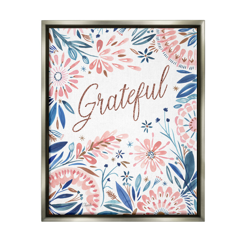 «Grateful Pink Floral Blossoms Floater», art mural sur toile par Cherish Flieder, H 21 po x l 17 po x P 1,7 po