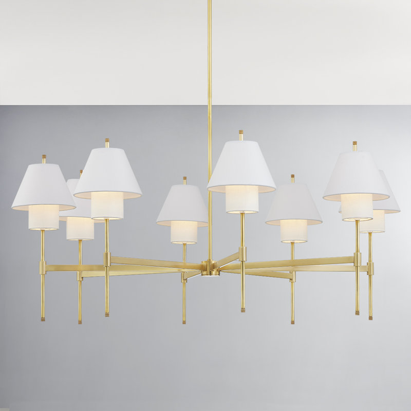 CHANDELIER 8 LUMIÈRES GLENMOORE, Laiton vieilli