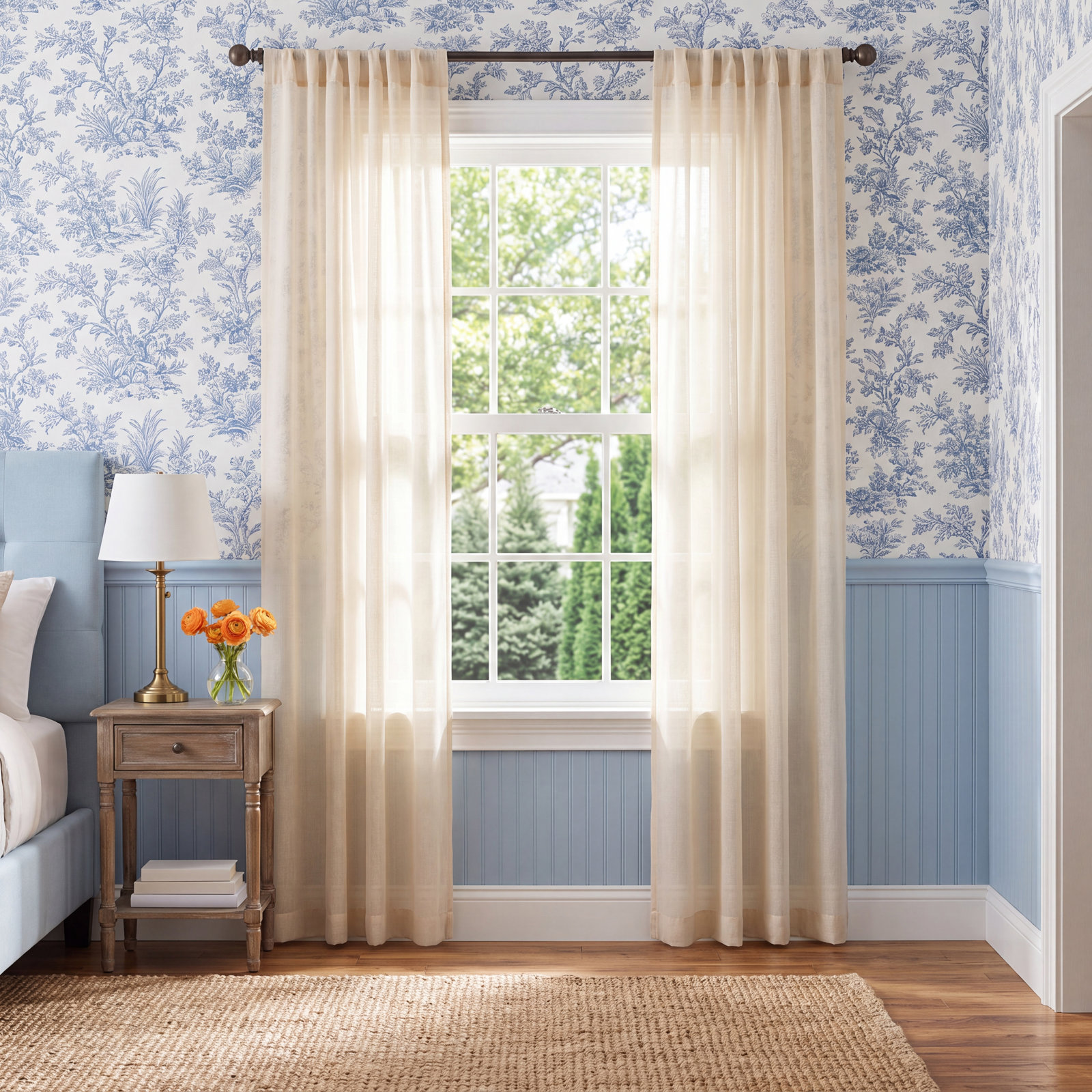 Sheer Curtain Panel, 48" W x 84" L, Natural