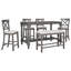6-Piece Counter Height Dining Table Set Table with Shelf 4 Chairs and Bench for Dining Room-1411946077-1411946076