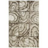 Flemish Hand Loomed Modern Area Rug in Taupe/Cream/Beige