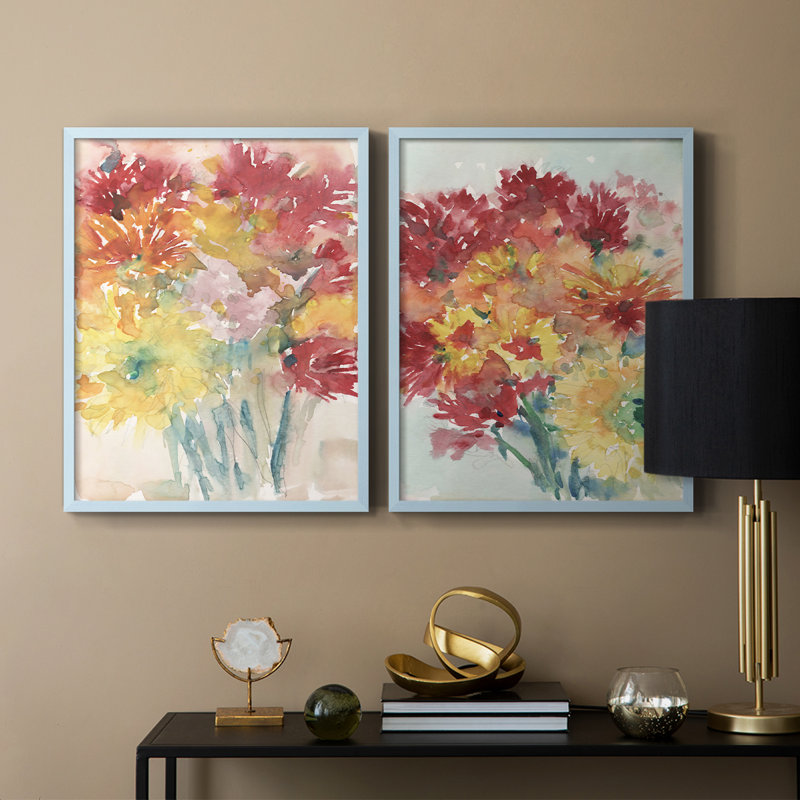 Impression florale I-Premium encadrée Floral Treats - prête à être accrochée - aucun clou requis, Bleu, H 21 po x l 34 po
