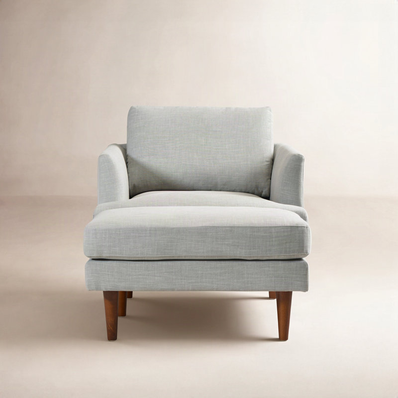 Fauteuil avec repose-pieds l 35 po Miller, Mélange de lin gris clair