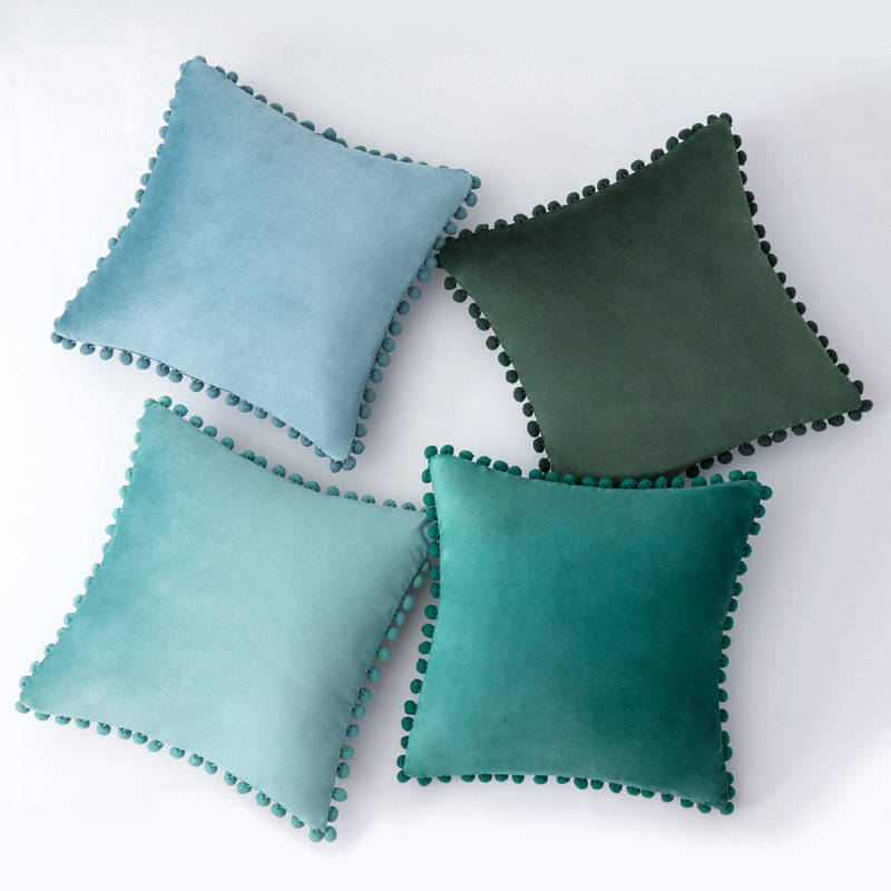 Ensemble de 2 housses de coussin en velours (insérer inclus), Bleu sarcelle