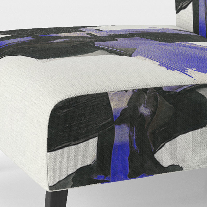 Fauteuil de chambre rembourré Geometric IV, Bleu / blanc / noir