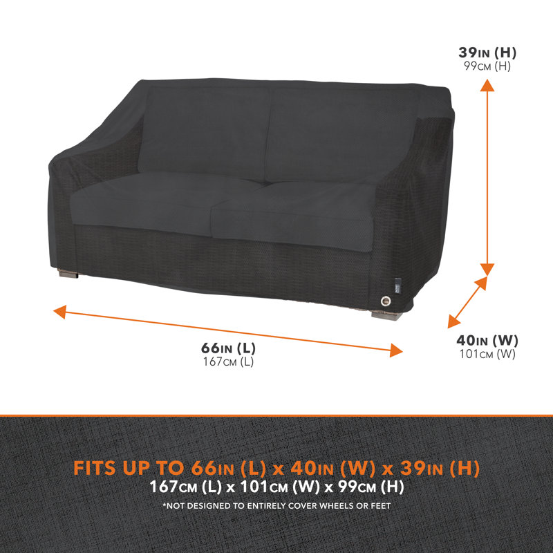 Modern Leisure Black Diamond Patio Loveseat Cover, Waterproof, 2-Pack, 66"L x 40"W x 39"H, Black, 39" H x 40" W x 66" D