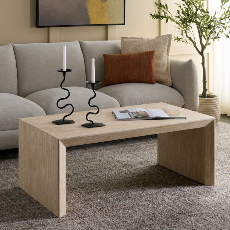 Table basse traîneau Tulum, Faux travertin