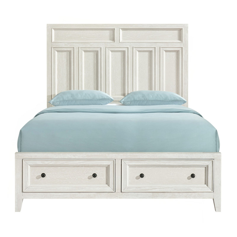 Lit avec rangement Whitewash, Blanc