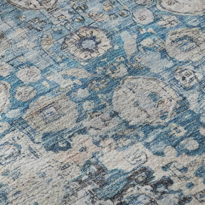 Premium Machine Washable Lubbers AMF1755 Border Rug, Rectangle 5' x 7'6"
