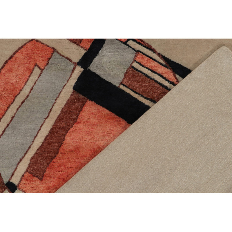 Deco Hand Knotted Wool Geometric Area Rug, Round 8'1"