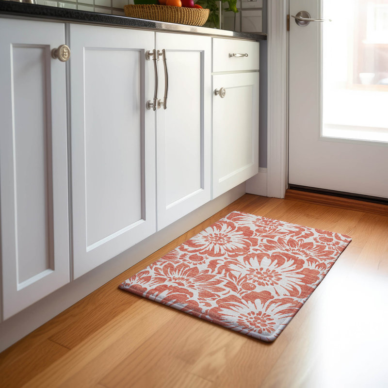Premium Machine Washable Cerrito AMF551 Salmon Rug, Rectangle 1'8" x 2'6"
