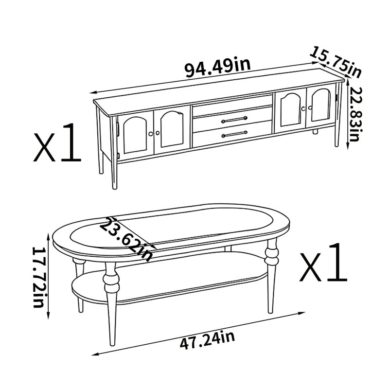 Meuble télé Home jumelé à une table basse