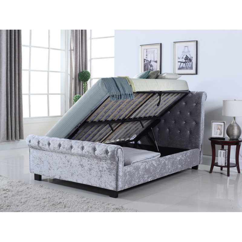 Camelford Upholstered Ottoman Storage Bed, Double (4'6), Grey