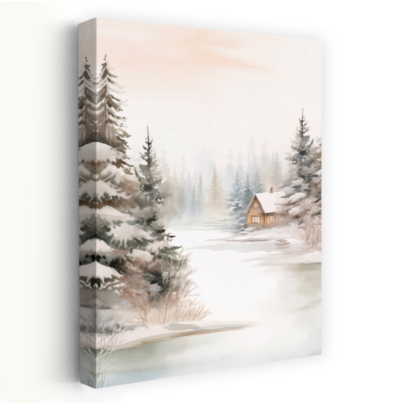 «Winter Getaway», art contemporain de paysage d'hiver, H 60 po x l 40 po
