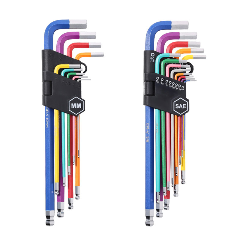 Hex Key Allen Wrench Set 22pcs SAE and Metric Long Arm Ball End Key Set