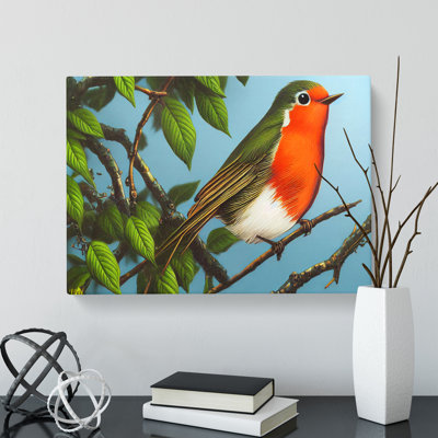 A Pretty Robin Bird - Wrapped Canvas