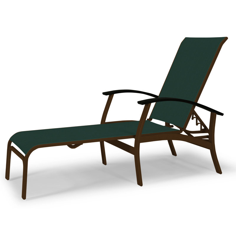 Chaise longue inclinable Askar, Noir P70, Vert forêt 22D Sunbrella® vert, Kona texturé