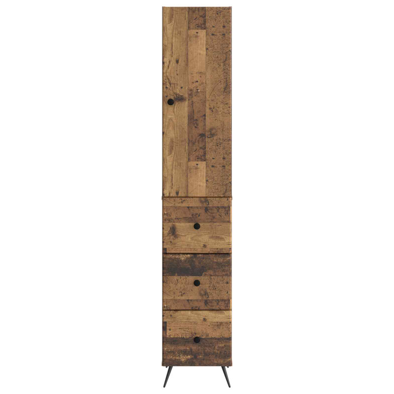  Cabinet Set 2 Pcs Engineered Wood Storage Living Room Office Bedroom, Old Wood