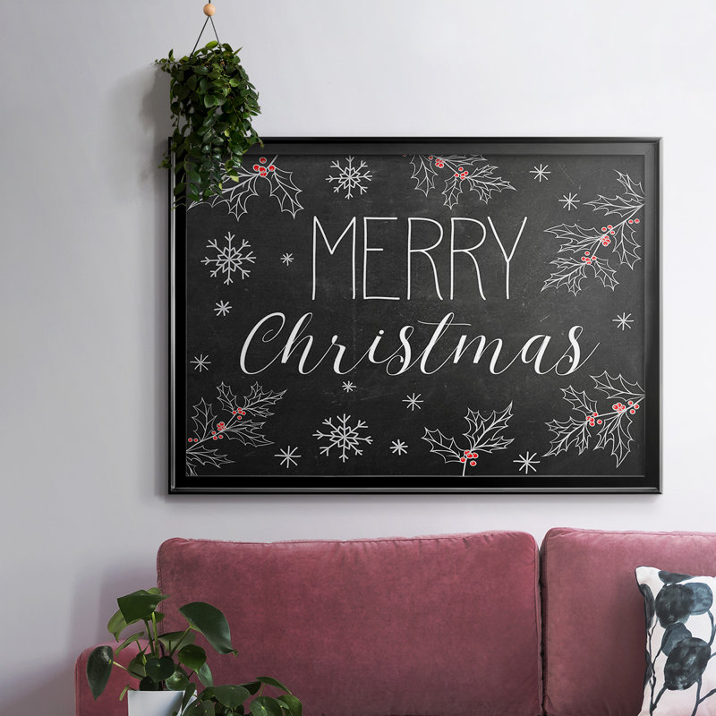 "Merry Christmas Chalkboard", art textuel sur toile, Noir, H 18 po x l 26 po x P 1,5 po