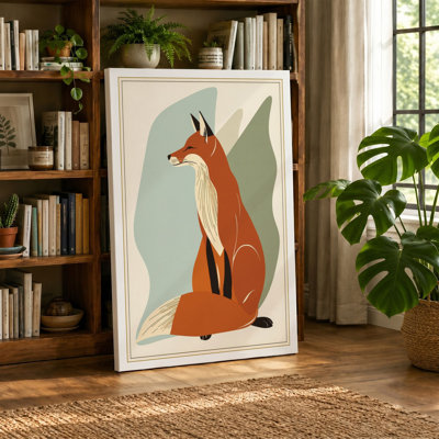 Fox in Profile Mid-Century - Wrapped Canvas