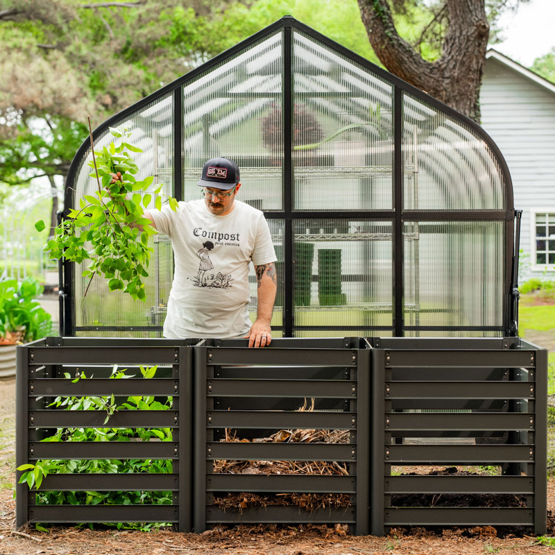 Bac à compost modulaire d'extérieur en métal, 90" x 30" x 32"