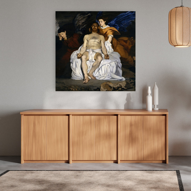 The Dead Christ With Angels Classic Abstract Contemporary Wall Art Print by Edouard Manet - Wrapped Canvas Print