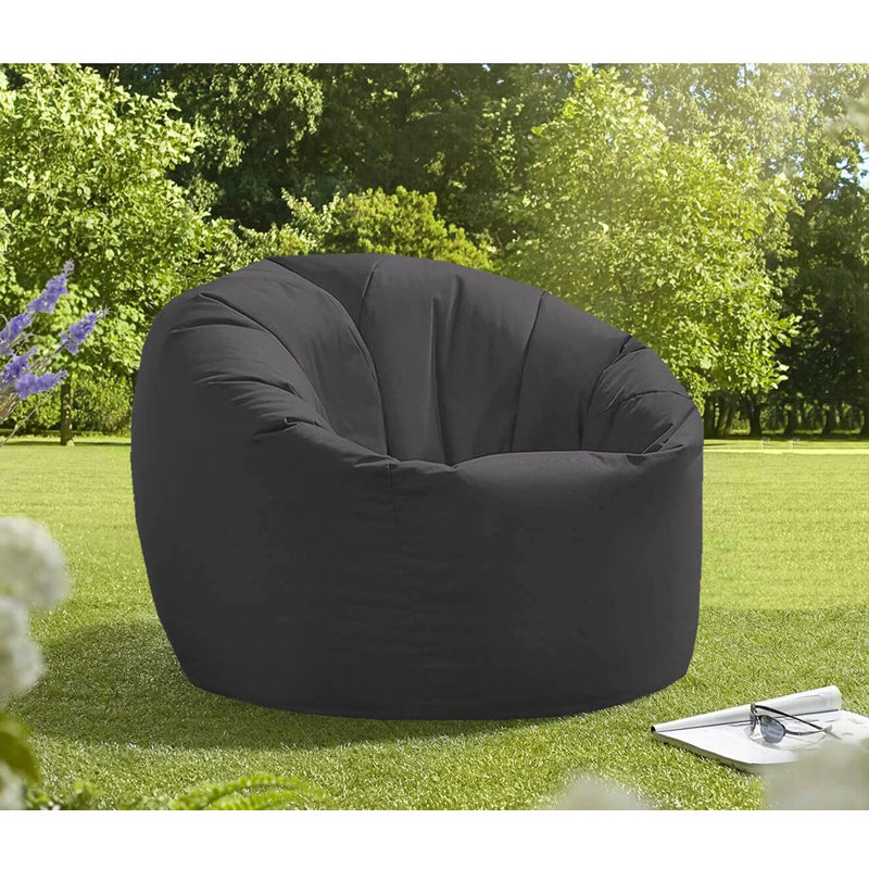 Attenborough Polyester Outdoor Friendly Refillable Bean Bag Chair, Black, 102cm H x 89cm W x 89cm D