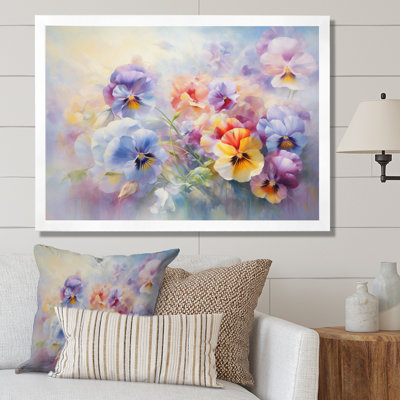 " Colorful Pansies Romantic Impression III " Mixed Media Print