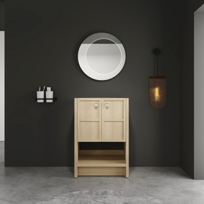 Meuble-lavabo moderne 24 po en contreplaqué de chêne avec porte