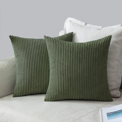 Housses de coussin décoratif décoratives en velours côtelé vert avec insertions