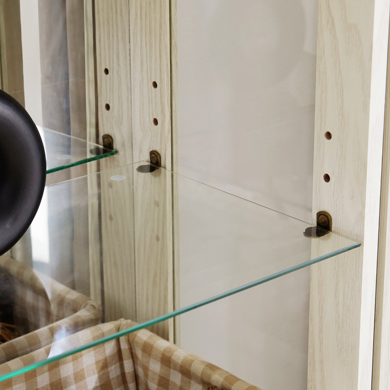 Vitrine lumineuse en verre avec tablettes réglables, Blanc