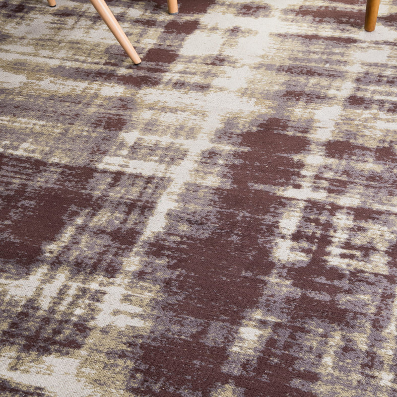 Tapis taupe abstrait Alderamin, Rectangle 7 pi 6 po x 9 pi 6 po