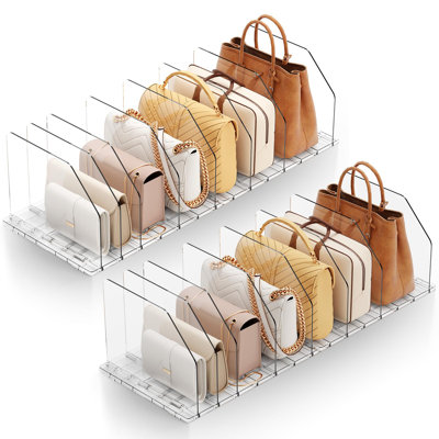 Purse Organizer For Closet, Shelf Divider Adjustable Clear Acrylic Handbag Storage, Bag Storage Separators, Keep Handbag & Books Neat And Upright In Bedroom, Office