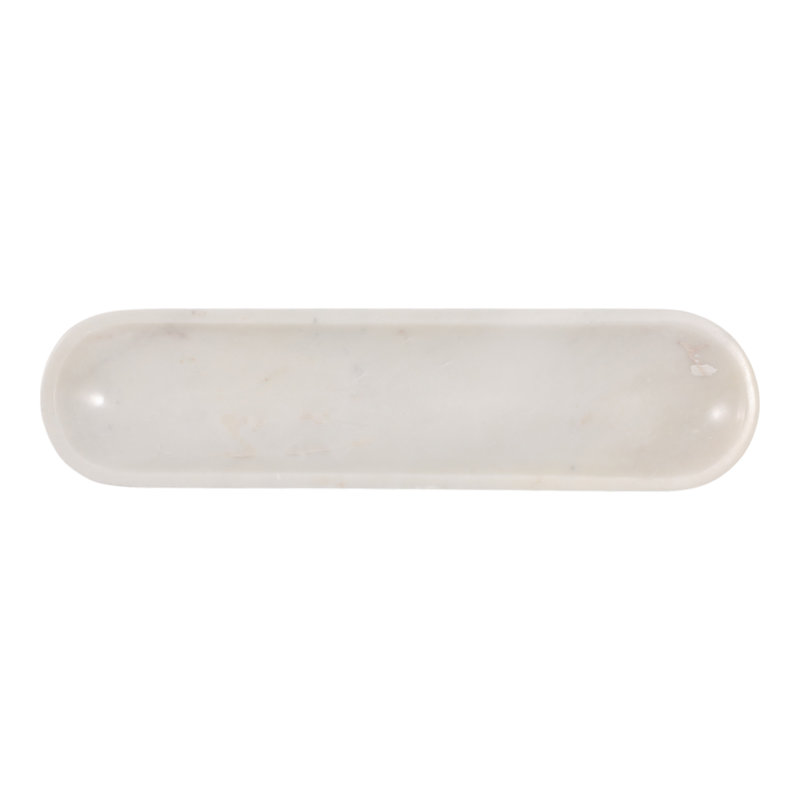 Bol ovale décoratif en marbre blanc et ivoire - Bol moderne idéal pour une console, un salon ou une chambre - 61 cm (24 pouces), ivoire
